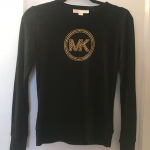 Black long sleeve gold studded MK logo